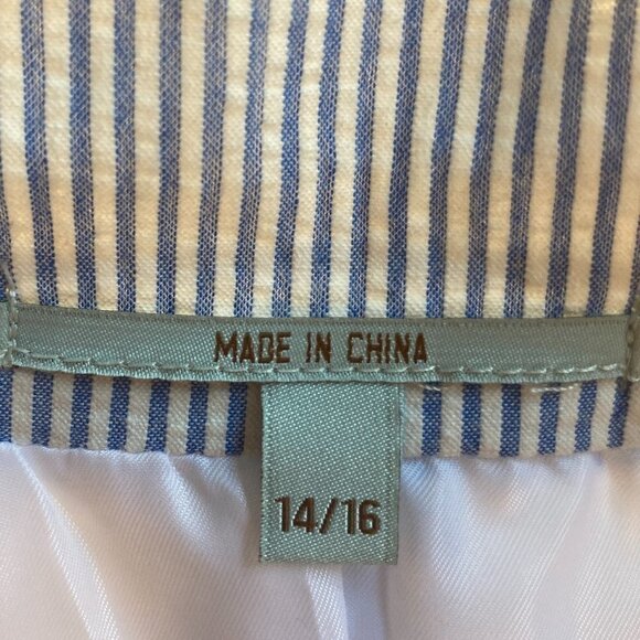 Class Club NWT SZ 14/16 Blue & White Tailored Classic seersucker blazer - Picture 6 of 10